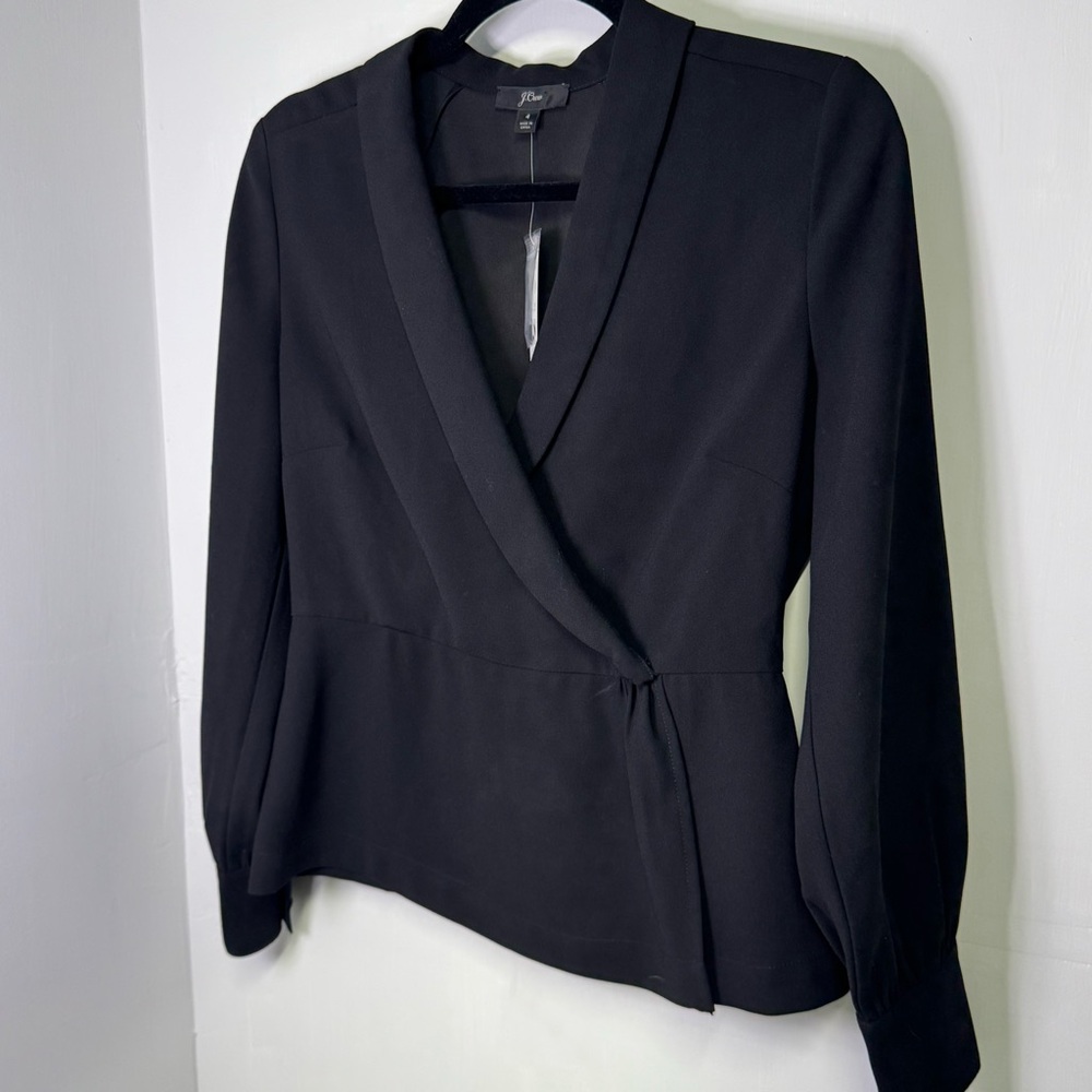 J. Crew Black Wrap Blouse Size 4